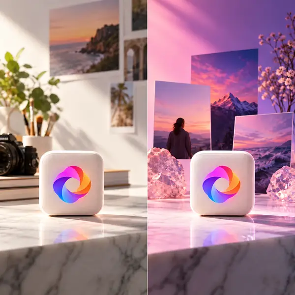 Un flacon de parfum photographié sur deux arrière-plans promotionnels différents