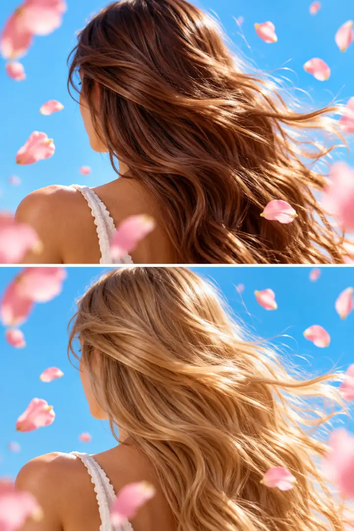 Un portrait montrant un changement naturel de couleur de cheveux